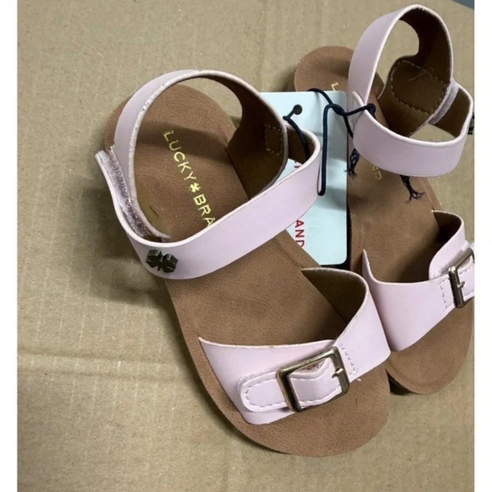 Lucky Brand GAN-TGS Girls Blush‎ Pink Buckle Ankle Strap Sandals Size 9 NEW